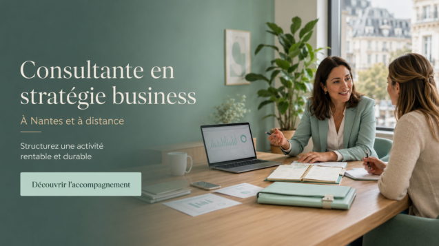 Un accompagnement stratégique permet de prendre du recul et de construire une activité plus rentable et durable. Consultante en stratégie business à Nantes